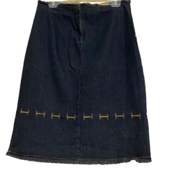 CLIO WOMEN’s FRINGE DENIM w/ SIDE SLITS & FRAYED HEM COTTON COWGIRL SKIRT Size-8 - Picture 4 of 6